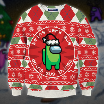 Being Very Sus Christmas Unisex Wool Sweater