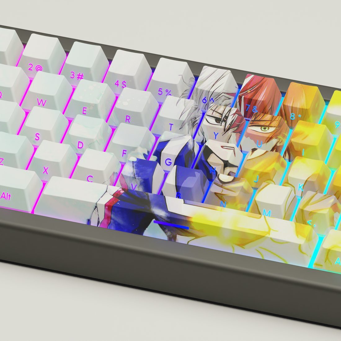 KEYBOARD - Limited Edition Custom 65% Keyboard - Hero Academia 68Keys RGB backlight, triple mode (wired, wireless and bluetooth)