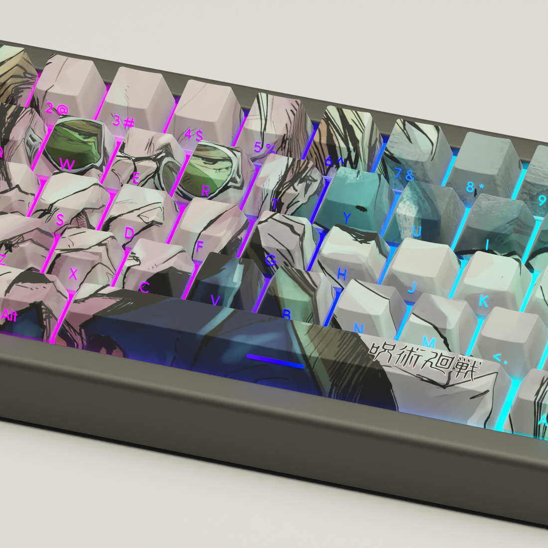 KEYBOARD - Limited Edition Custom 65% Keyboard - Kento Nanami 68Keys RGB backlight, triple mode (wired, wireless and bluetooth)