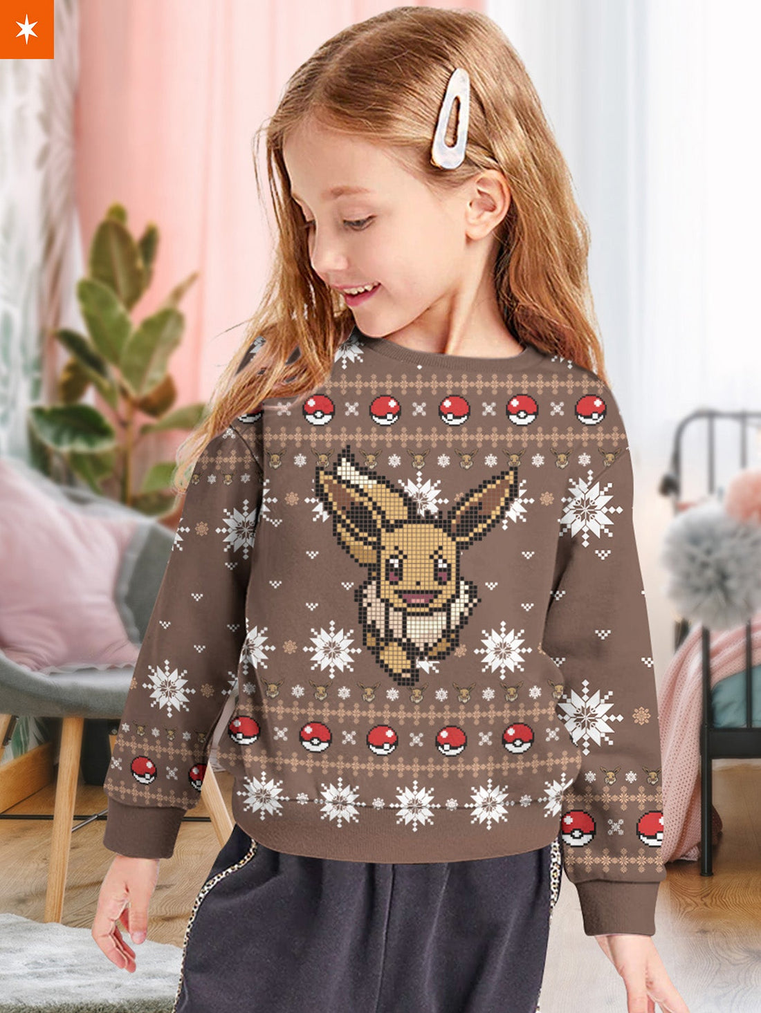 OG Eevee Xmas Kids Unisex Wool Sweater