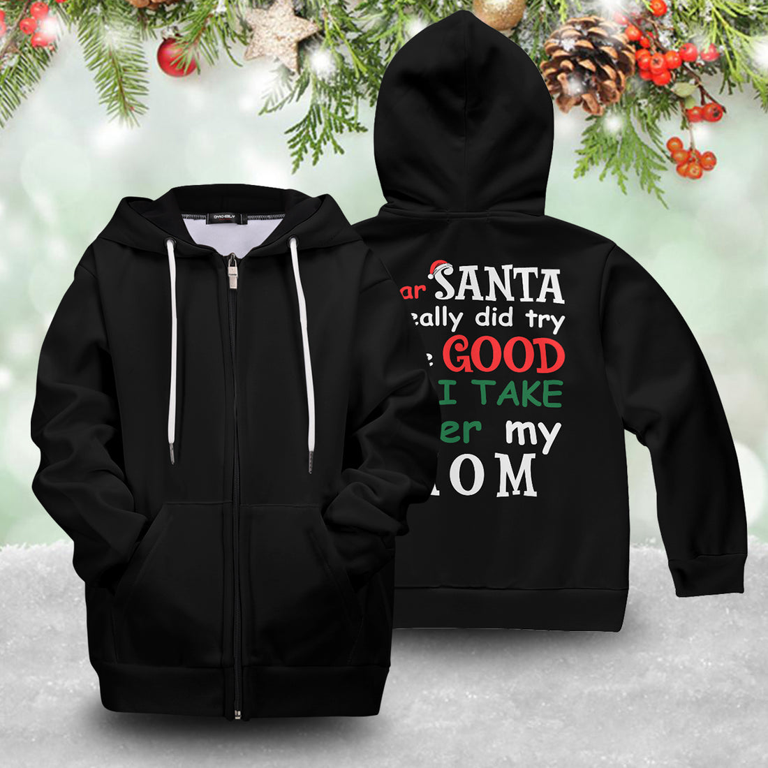 Santa I take after Mom Kids Unisex Zipped Hoodie