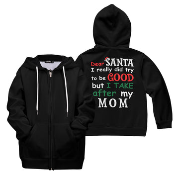 Santa I take after Mom Kids Unisex Zipped Hoodie