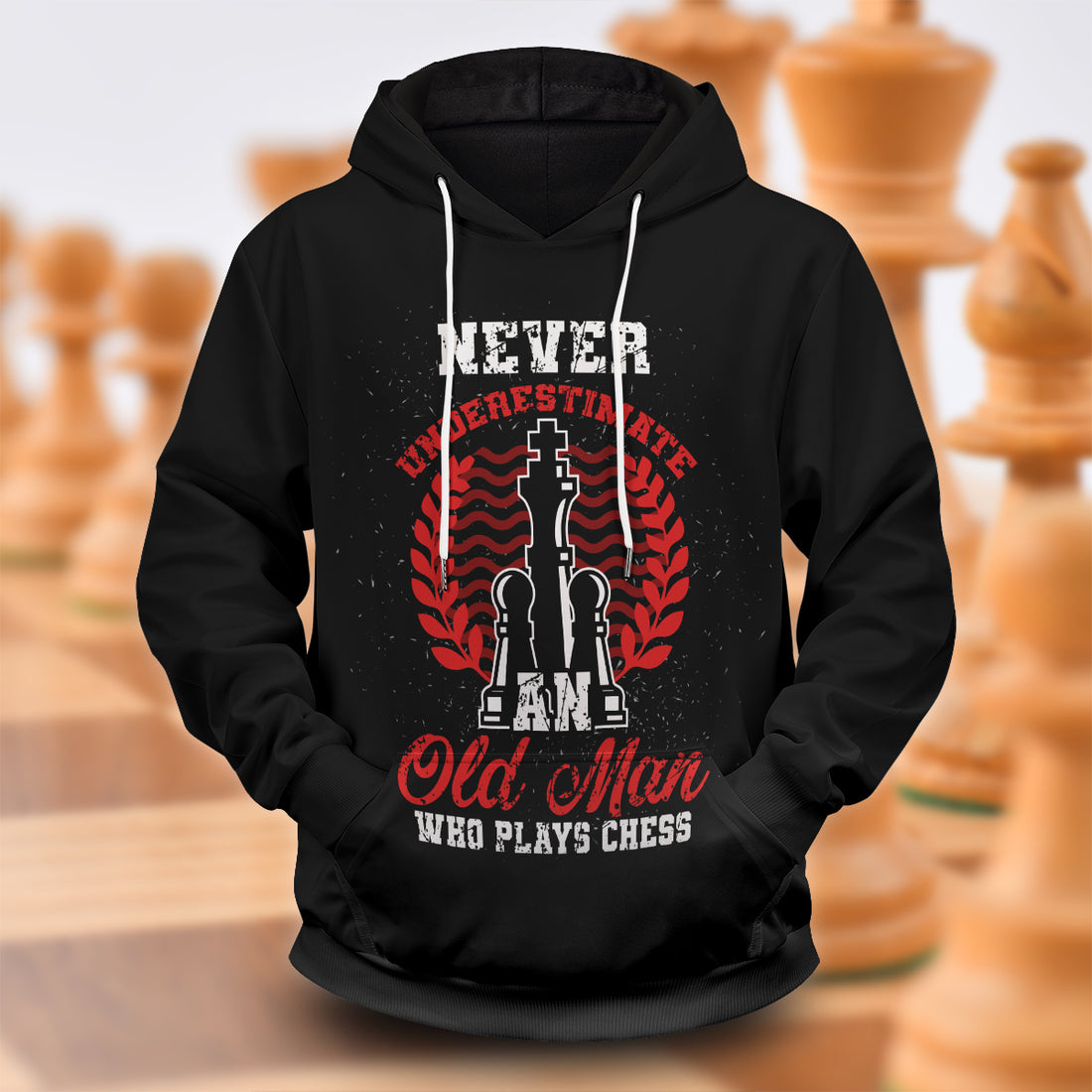 Old Man who plays Chess Unisex Pullover Hoodie