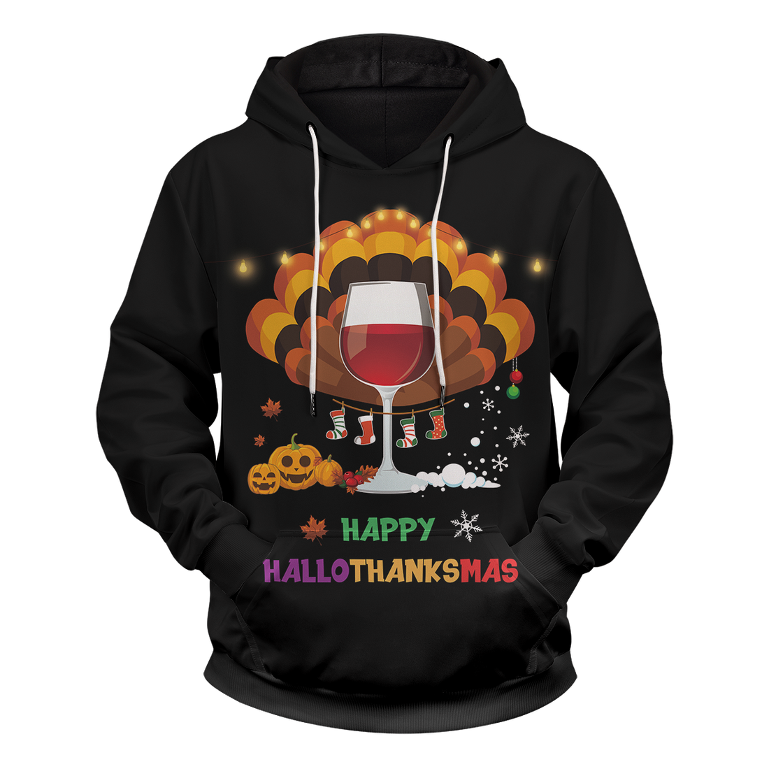 Happy HalloThanksMas Unisex Pullover Hoodie