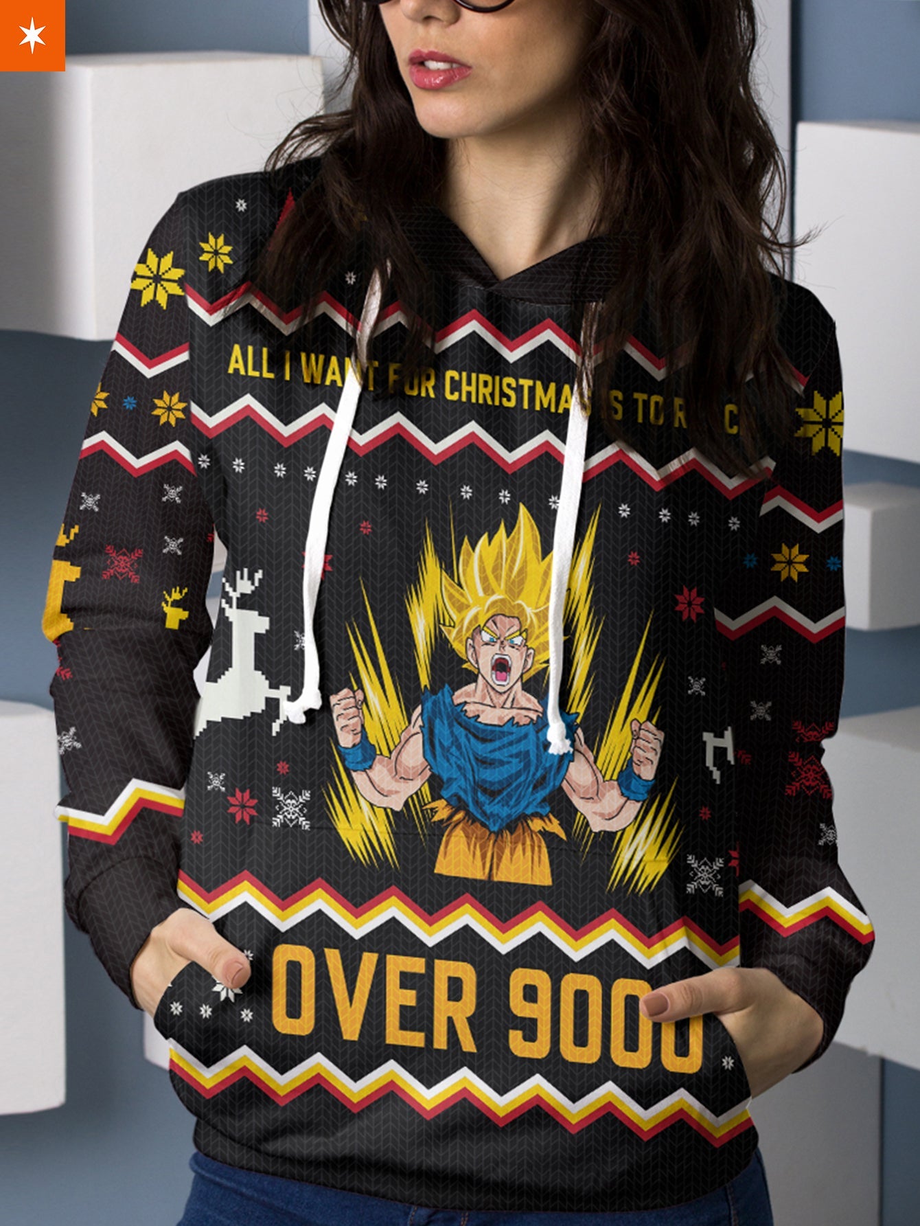 Fandomaniax - Over 9000 Christmas Unisex Pullover Hoodie