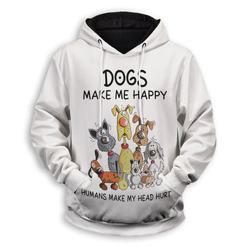 Dogs Makes Me Happy Unisex Pullover Hoodie