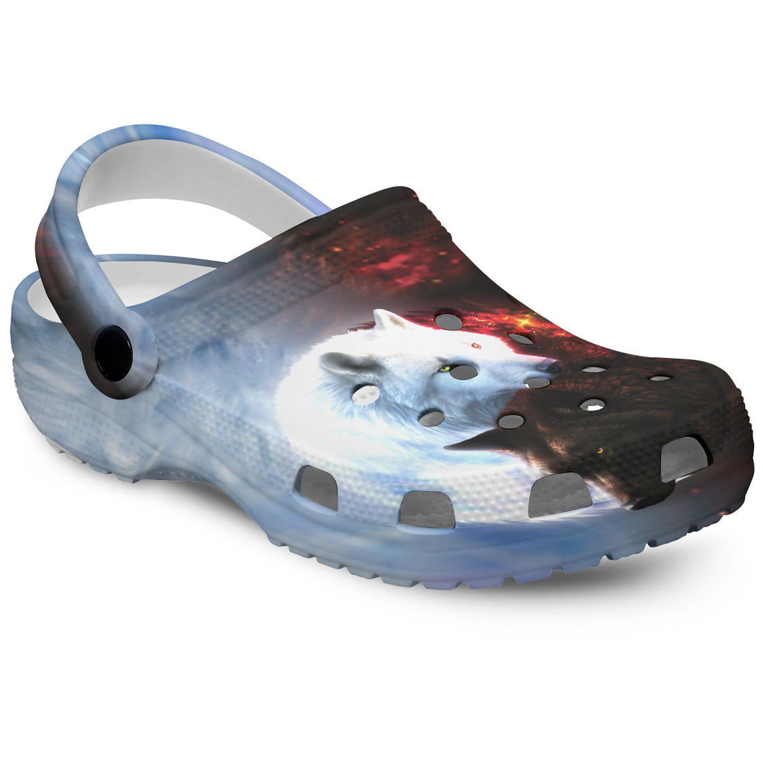 Yin Yang Fire Ice Wolves Slip on Sandals