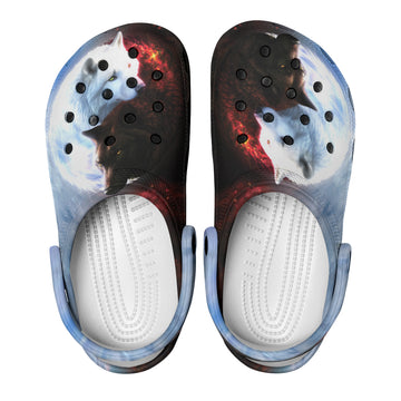 Yin Yang Fire Ice Wolves Slip on Sandals