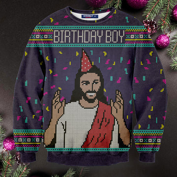 Birthday Boy Christmas Unisex Wool Sweater