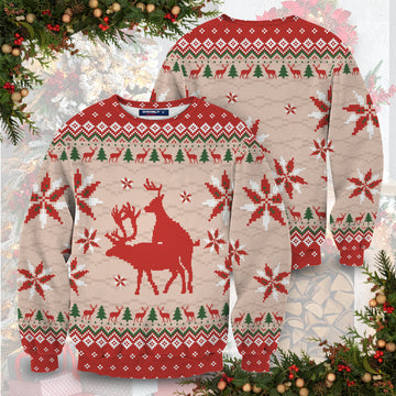 Humping Reindeer Unisex Wool Sweater