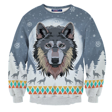 Hunter Wolf Unisex Wool Sweater