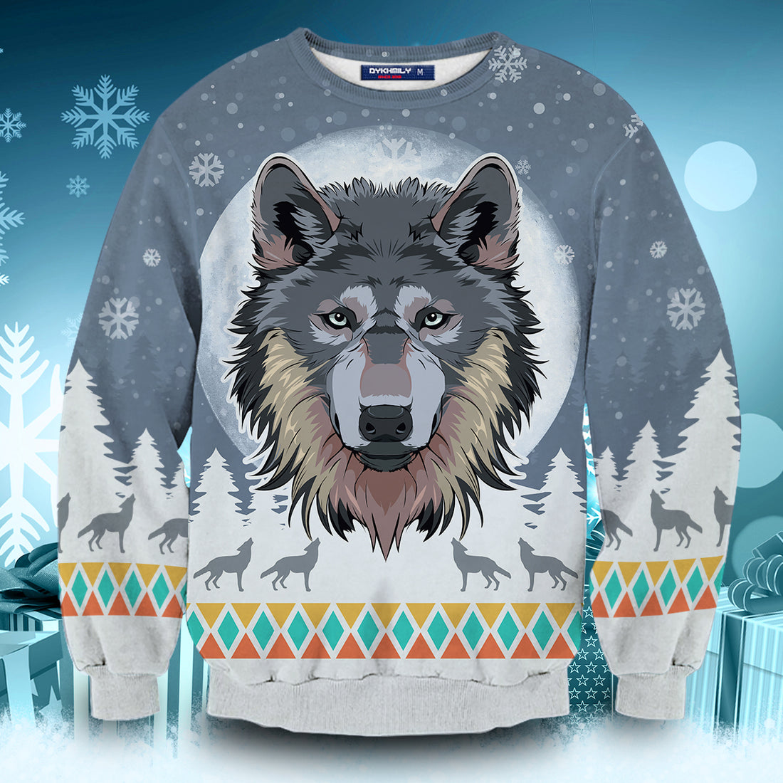 Hunter Wolf Unisex Wool Sweater