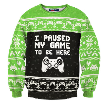 Paused My Game Holiday Unisex Wool Sweater