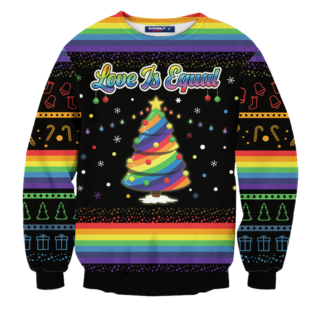 Rainbow Christmas Unisex Wool Sweater