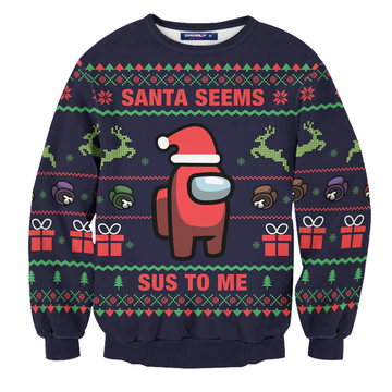 Santa is sus to me Unisex Wool Sweater