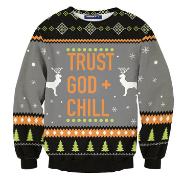 Trust God + Chill Unisex Wool Sweater