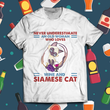 Wine and Siamese Cat Unisex T-Shirt