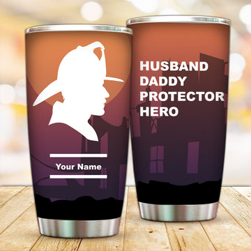 Customized Father Firefighter Tumbler