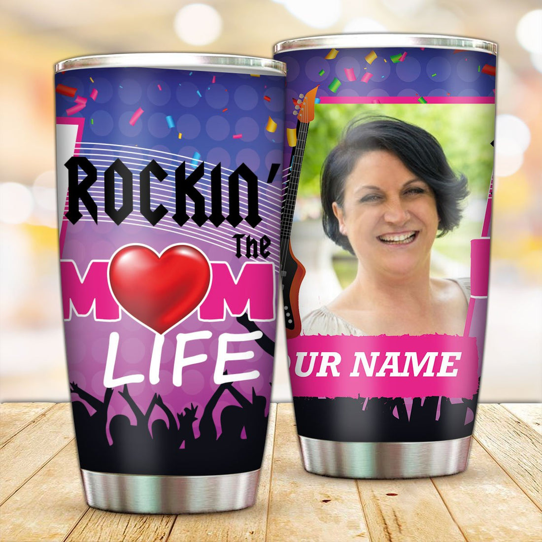 Rockin Mom Life with optional photo Tumbler