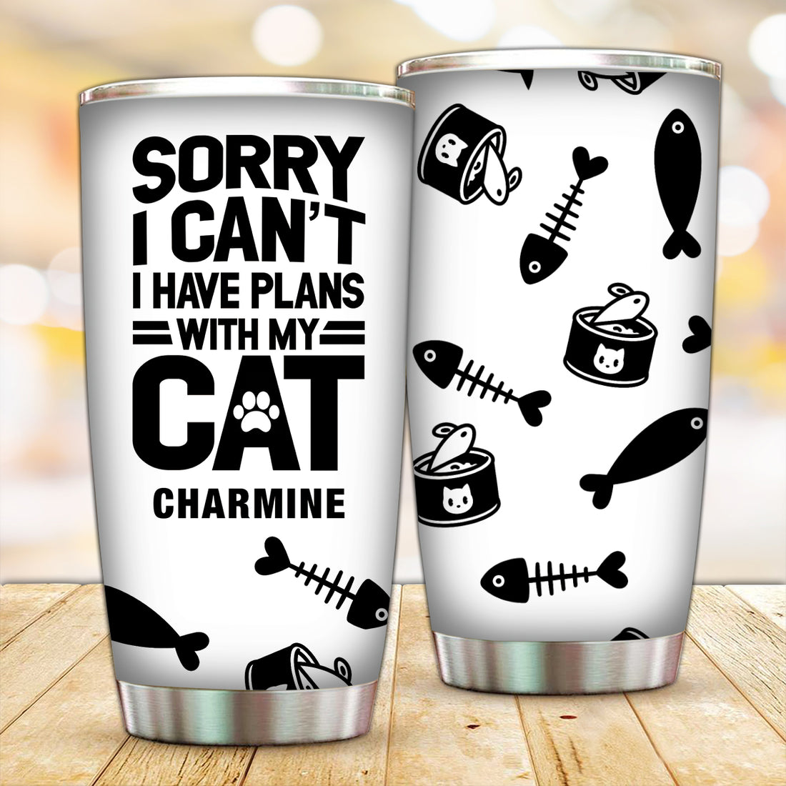 Customized Sorry I Can't I Have Plans With My Cat Tumbler