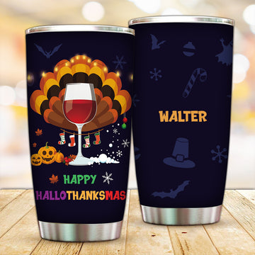 Customized Happy HalloThanksMas Tumbler