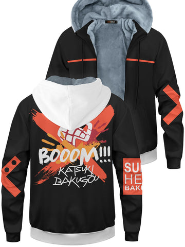 Fandomaniax - Boom Katsuki Velvet Hoodie