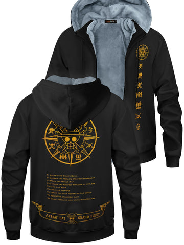 Fandomaniax - [Buy 1 Get 1 SALE] Straw Hat Grand Fleet Velvet Hoodie