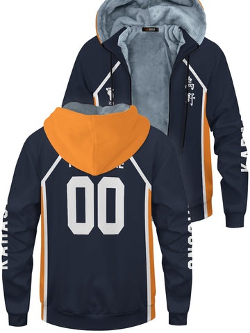 Fandomaniax - Personalized Team Karasuno Velvet Hoodie