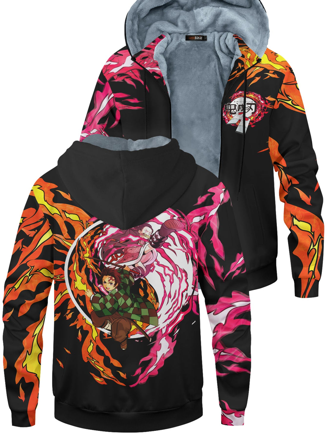 Fandomaniax - Yin Yang Tanjiro Nezuko Velvet Hoodie