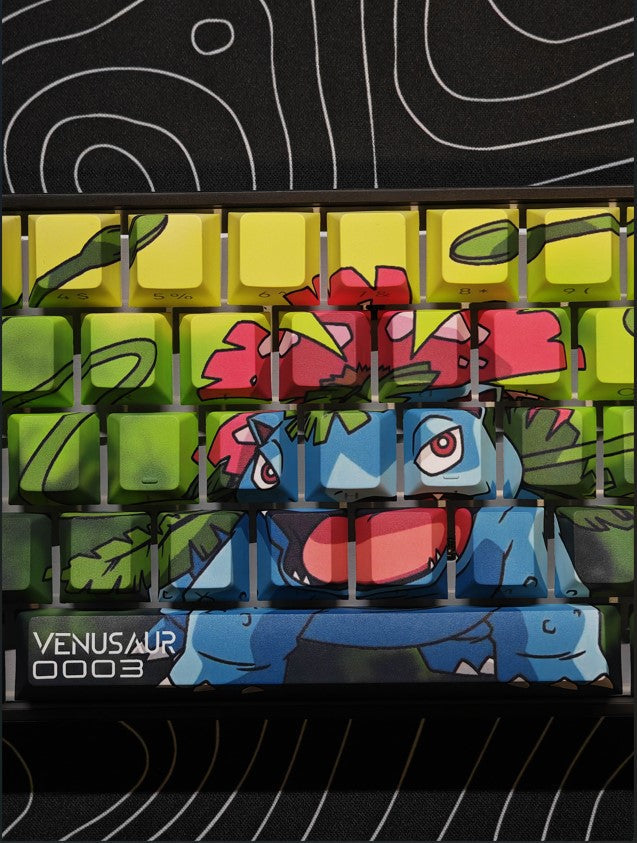 POKEBOARD - Limited Edition Custom 65% Keyboard - Poke 003 Venusaur 68Keys RGB backlight, triple mode (wired, wireless and bluetooth)