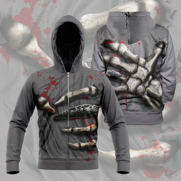 Skeleton Grip Unisex Zipped Hoodie