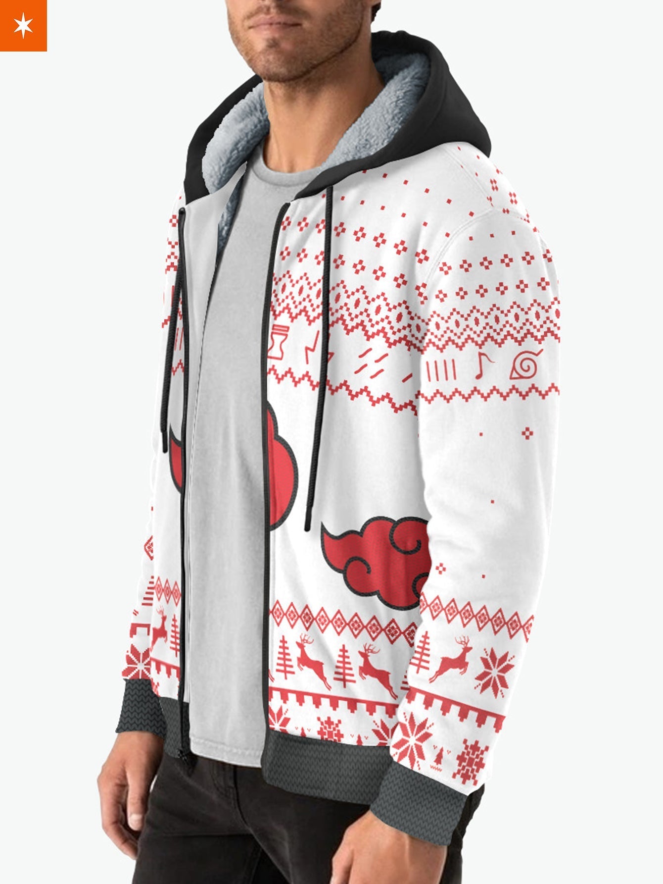 Fandomaniax - Akatsuki White Christmas Velvet Hoodie