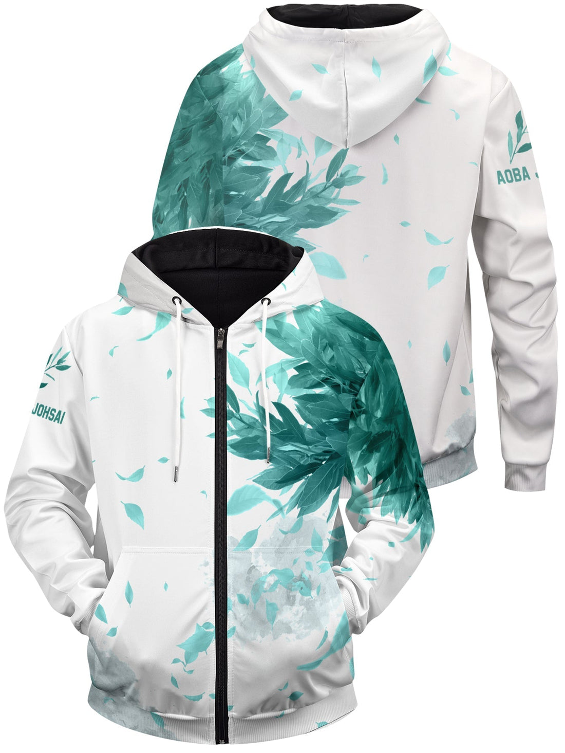 Fandomaniax - Aoba Johsai Green Leaf Unisex Zipped Hoodie