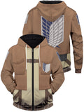 Fandomaniax - AOT Scout Regiment Unisex Zipped Hoodie