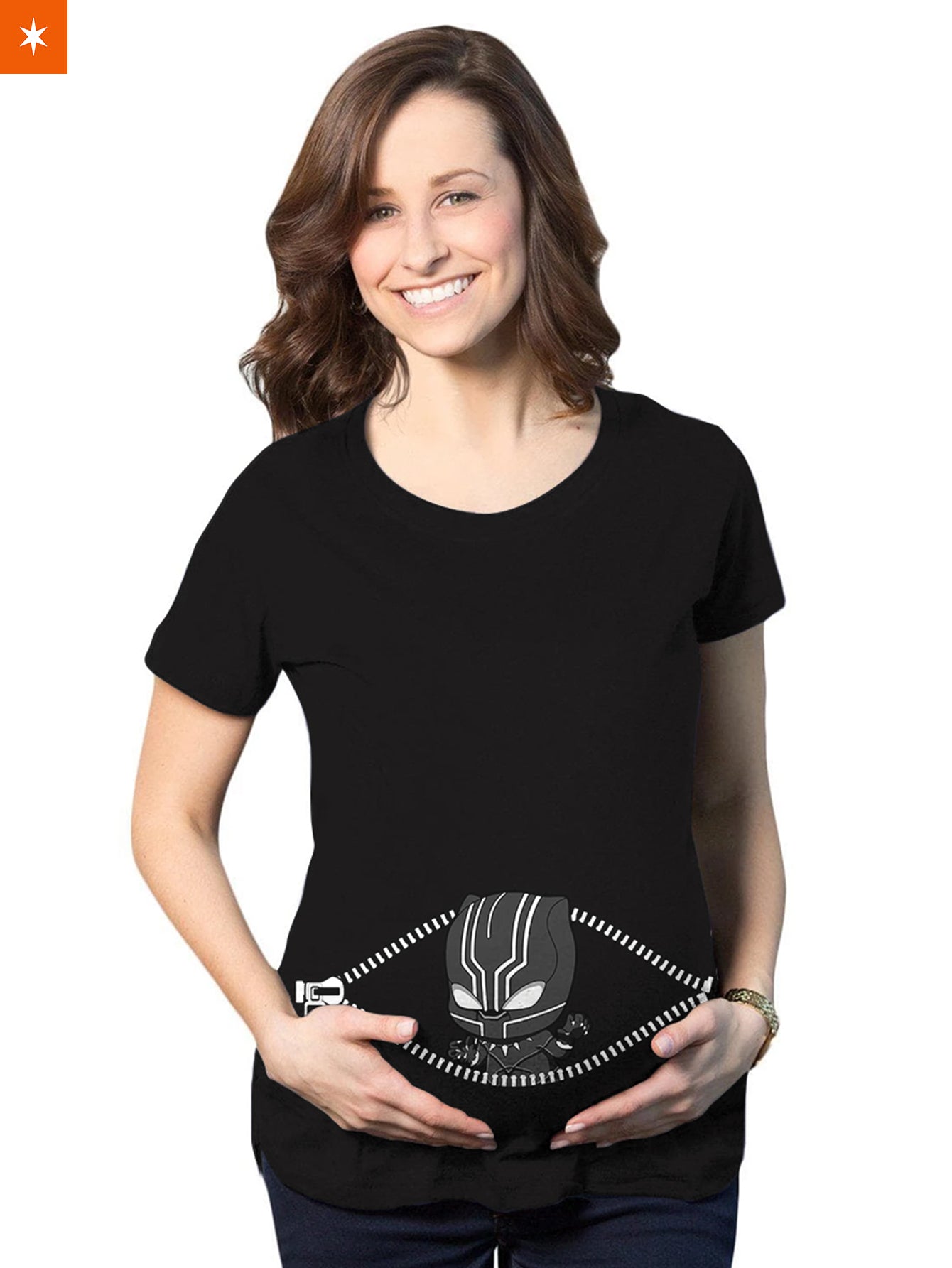 Fandomaniax - Baby Black Panther Peeking Maternity T-Shirt