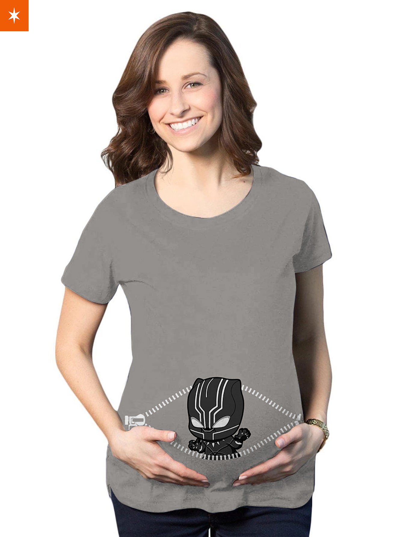 Fandomaniax - Baby Black Panther Peeking Maternity T-Shirt