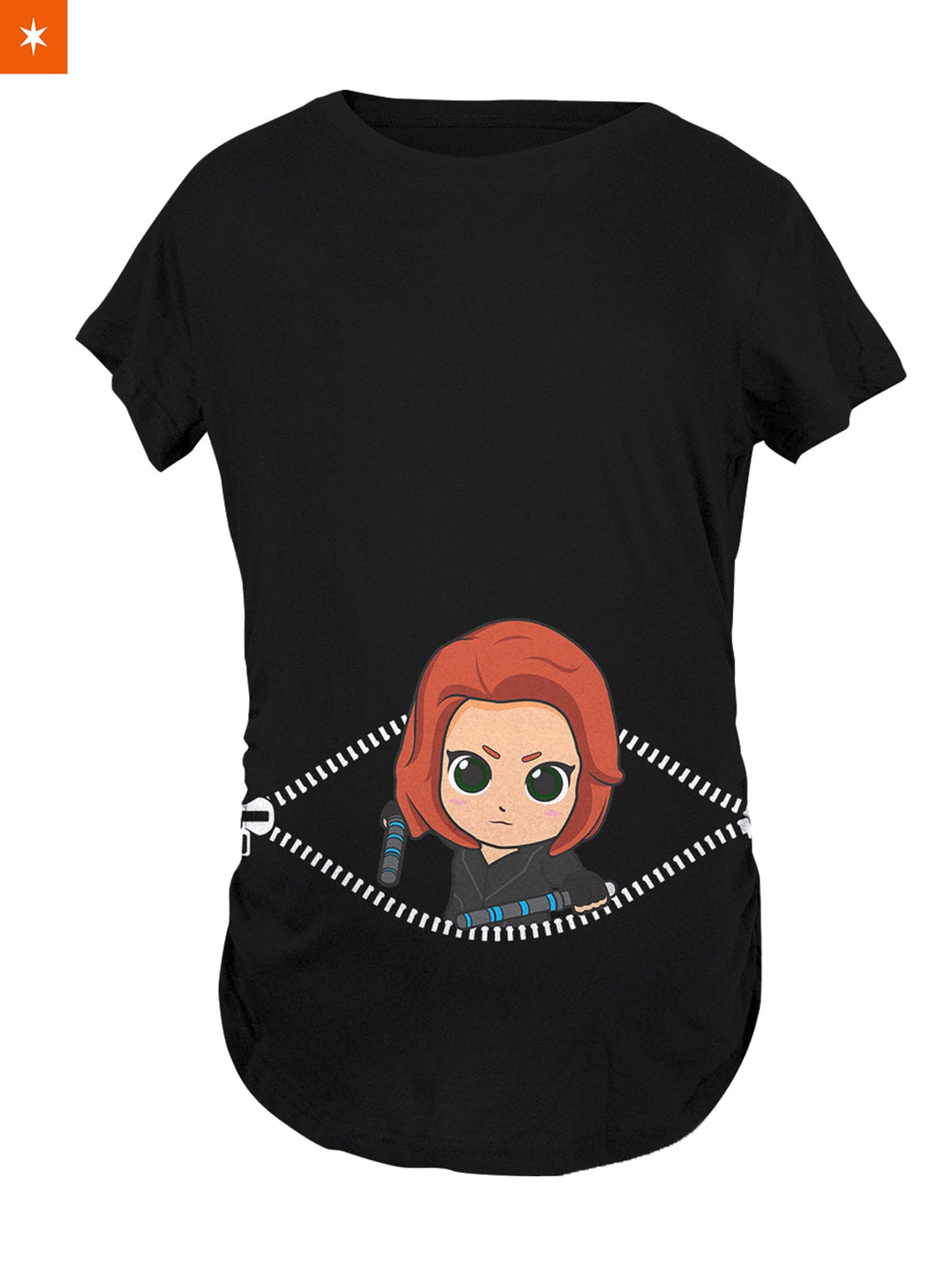 Fandomaniax - Baby Black Widow Peeking Maternity T-Shirt