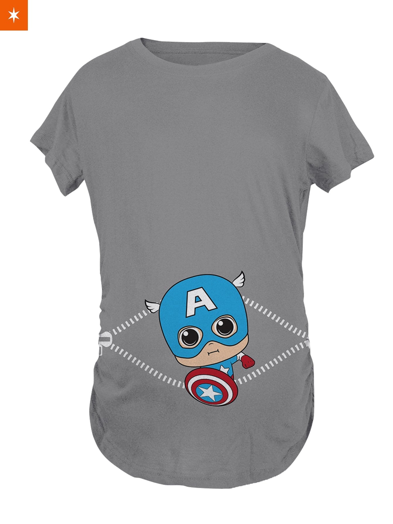 Fandomaniax - Baby Captain America Peeking Maternity T-Shirt