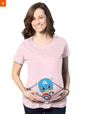 Fandomaniax - Baby Captain America Peeking Maternity T-Shirt