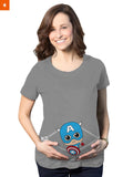 Fandomaniax - Baby Captain America Peeking Maternity T-Shirt