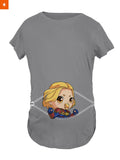 Fandomaniax - Baby Captain Marvel Peeking Maternity T-Shirt