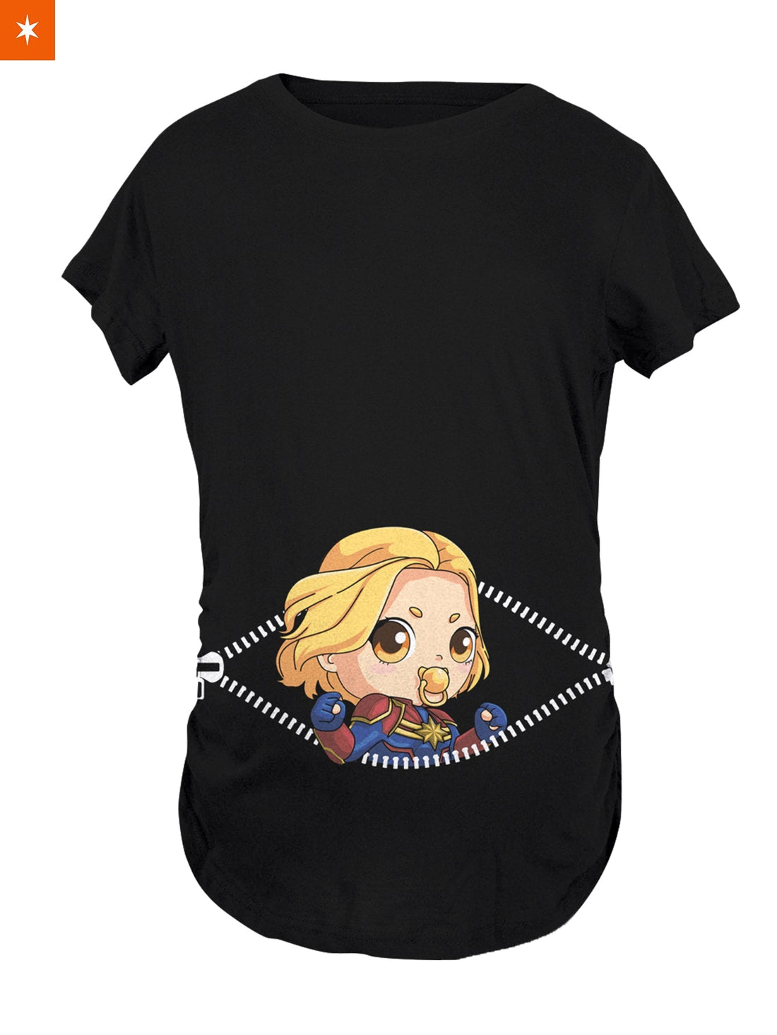 Fandomaniax - Baby Captain Marvel Peeking Maternity T-Shirt