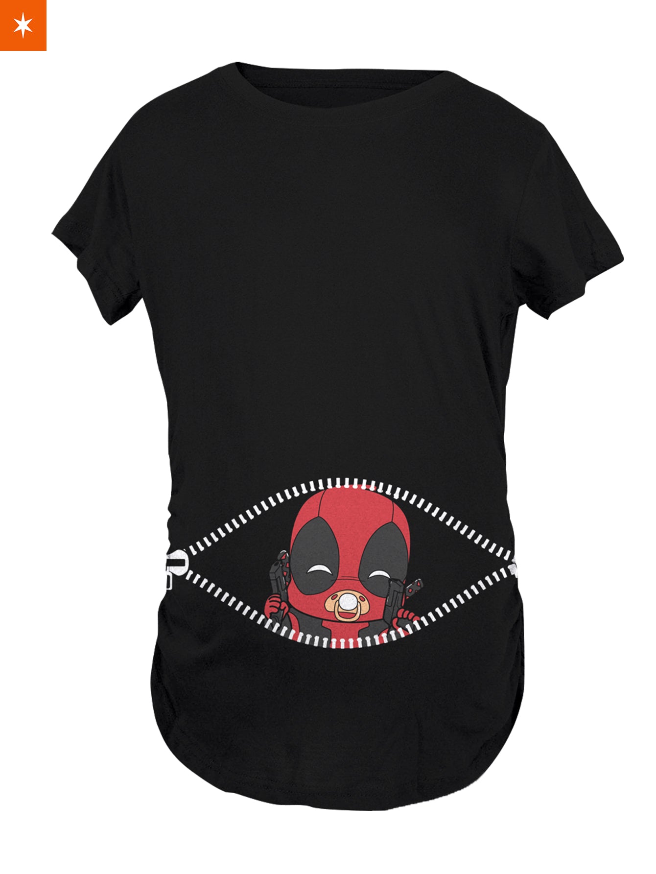 Fandomaniax - Baby Deadpool Peeking Maternity T-Shirt