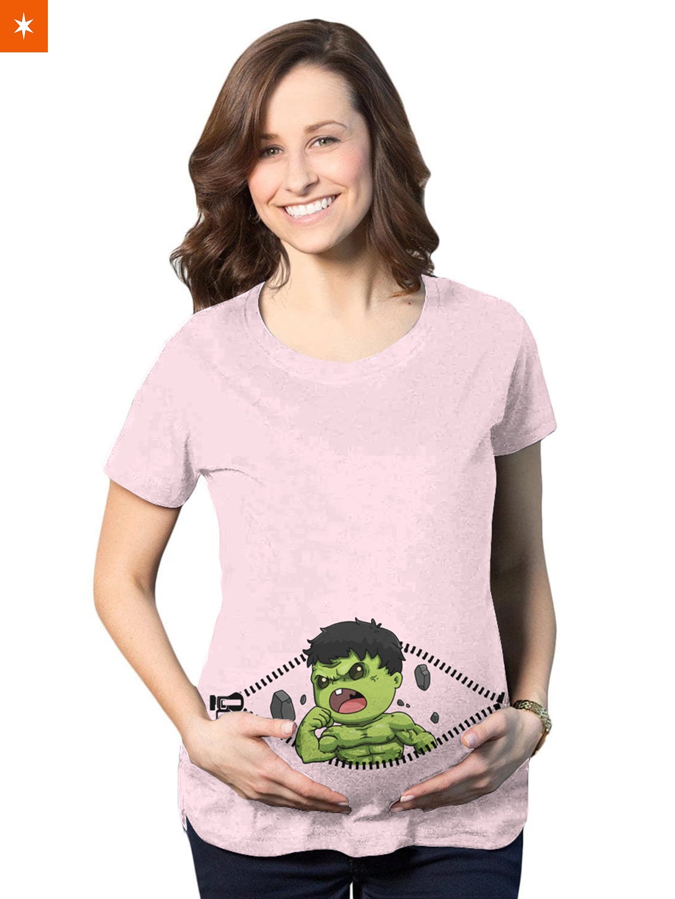 Fandomaniax - Baby Hulk Peeking Maternity T-Shirt