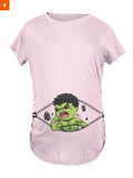 Fandomaniax - Baby Hulk Peeking Maternity T-Shirt