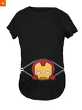 Fandomaniax - Baby Iron Man Peeking Maternity T-Shirt