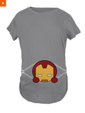 Fandomaniax - Baby Iron Man Peeking Maternity T-Shirt