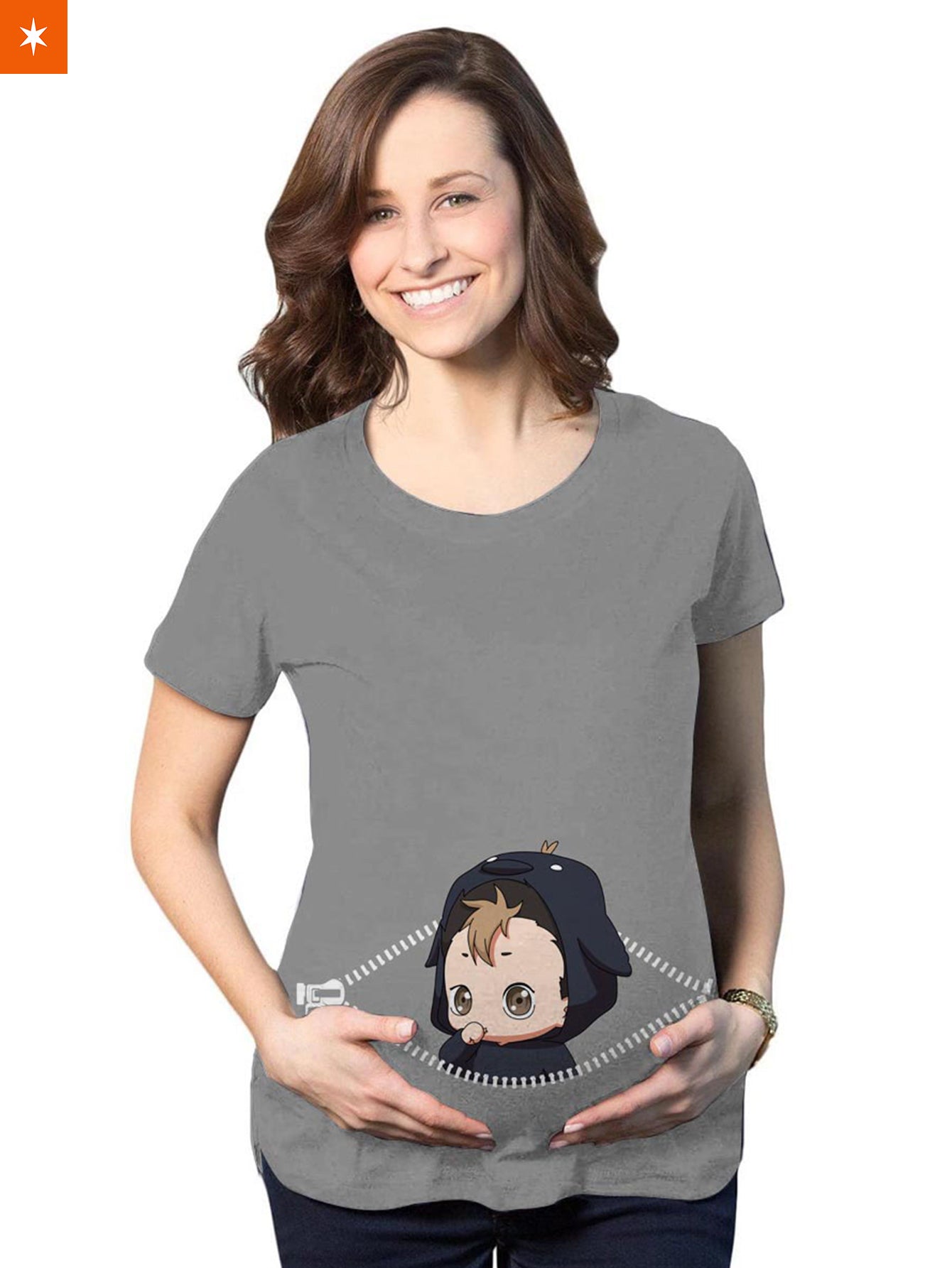 Fandomaniax - Baby Nishinoya Peeking Maternity T-Shirt