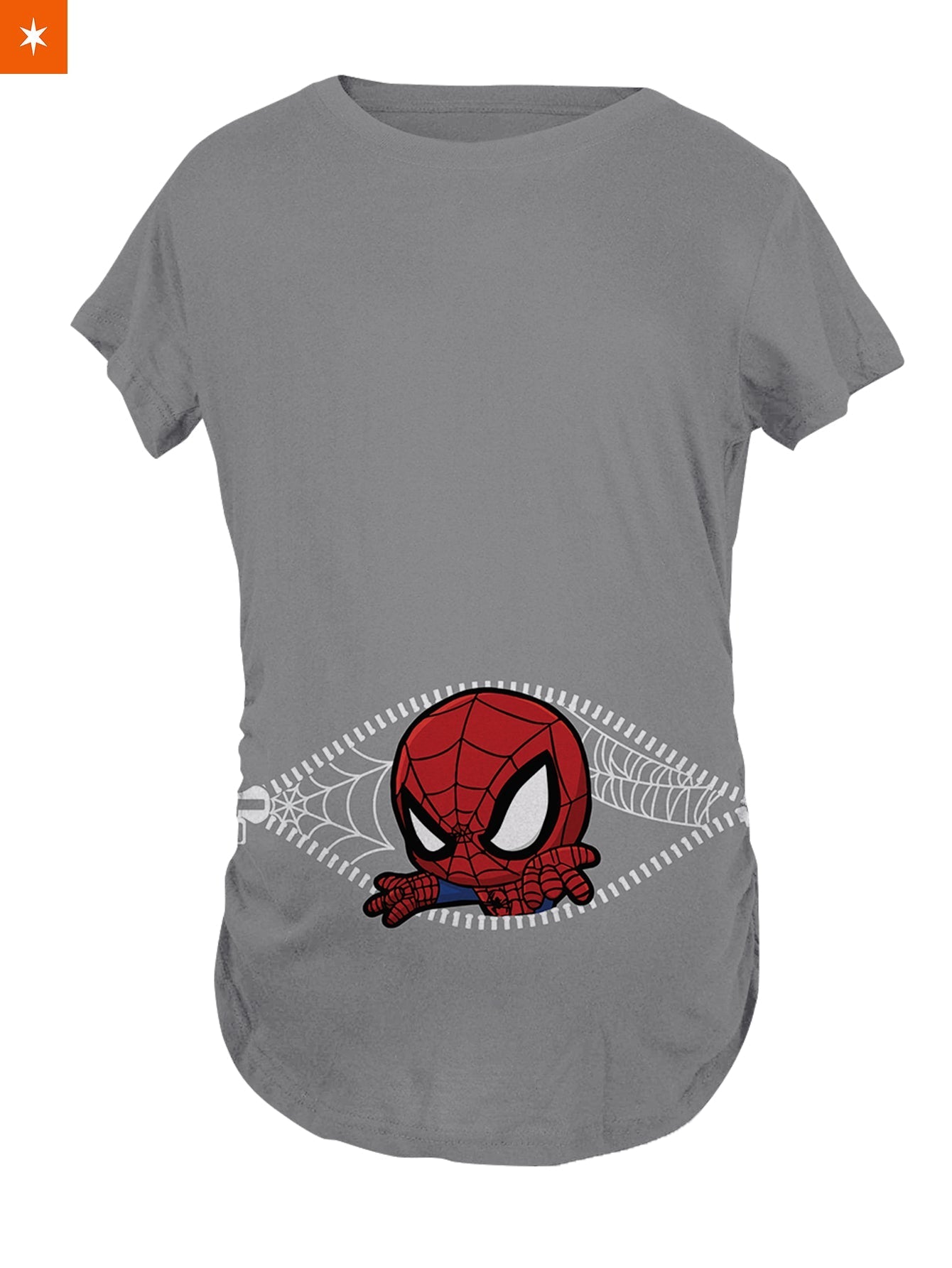 Fandomaniax - Baby Spiderman Peeking Maternity T-Shirt