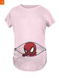 Fandomaniax - Baby Spiderman Peeking Maternity T-Shirt